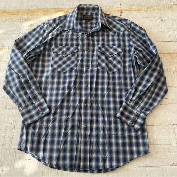 Pendleton Other - Pendleton Plaid Frontier Shirt size Medium Pearl Snap Western Shirt Blue